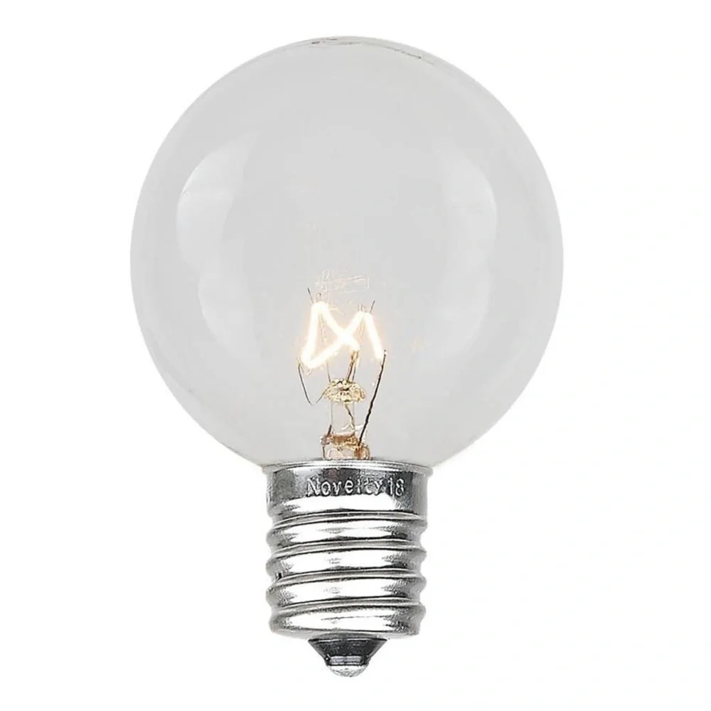 Novelty Lights Incandescent G50 Globe Outdoor Clear Bulbs 7 Watt Lights, 25 Pack